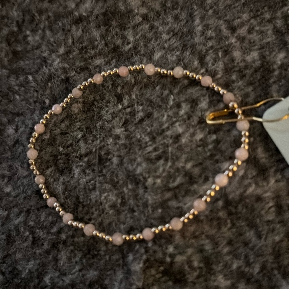 NWT ENEWTON GEMSTONE GOLD SINCERITY PATTERN 3MM BEAD BRACELET - PINK OPAL - Picture 3 of 4